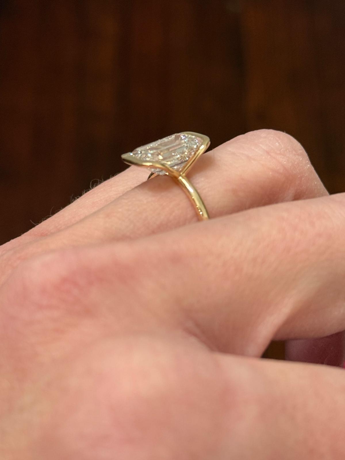 Yellow Gold 4.59ct Emerald Lab Diamond Ring