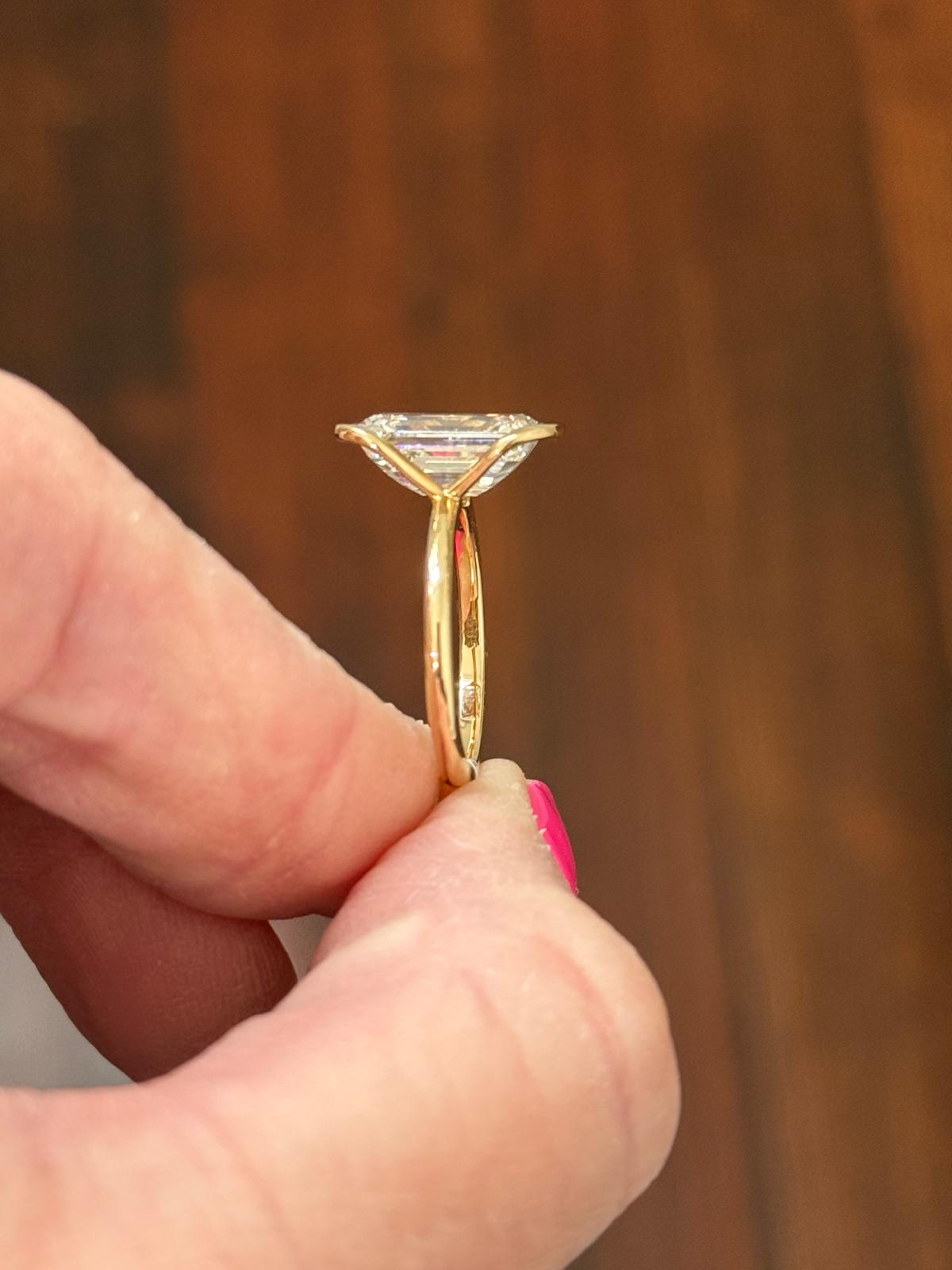 Yellow Gold 4.59ct Emerald Lab Diamond Ring