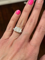 White Gold East West Set Radiant Lab Diamond Ring
