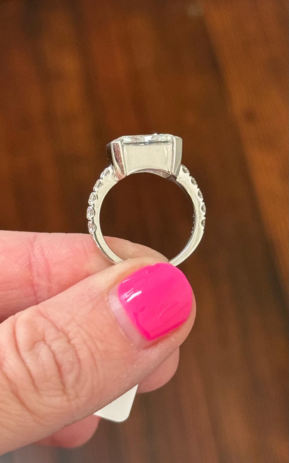 White Gold East West Set Radiant Lab Diamond Ring