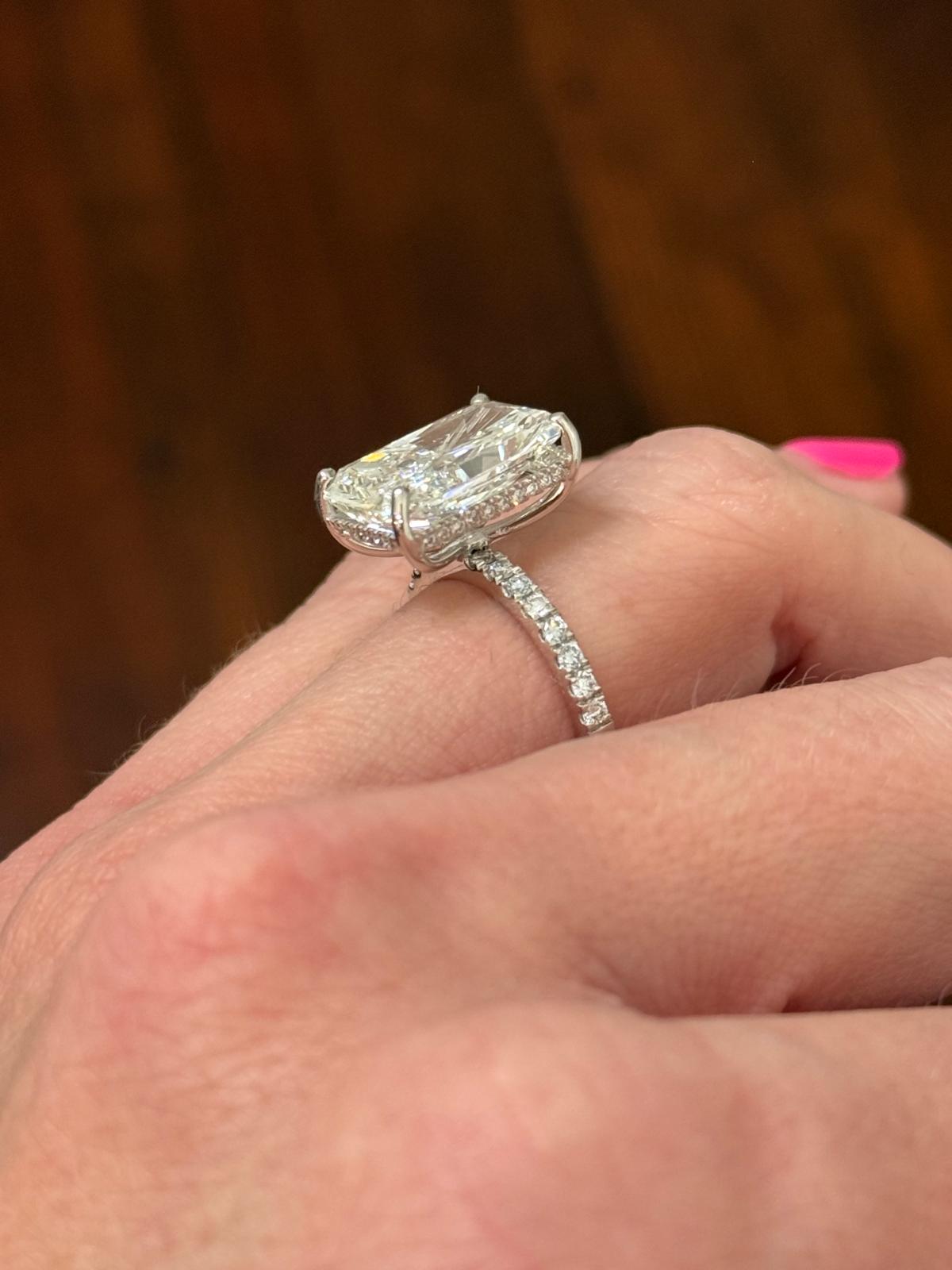 White Gold Radiant & Hidden Halo Lab Diamond Ring