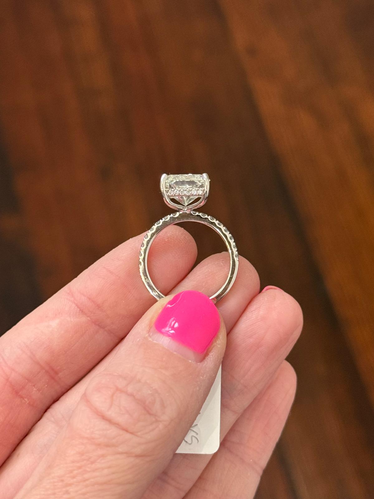 White Gold Radiant & Hidden Halo Lab Diamond Ring