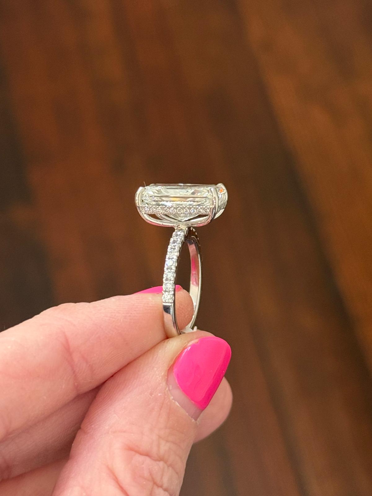 White Gold Radiant & Hidden Halo Lab Diamond Ring