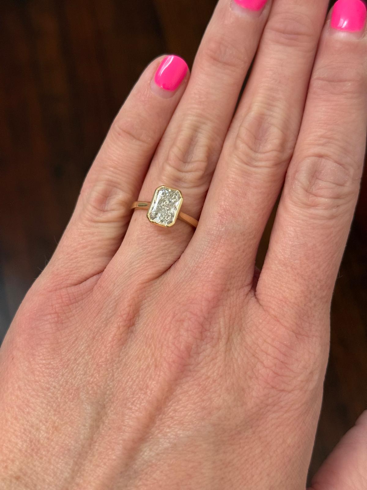 Yellow Gold 2.07ct Radiant Lab Diamond Ring