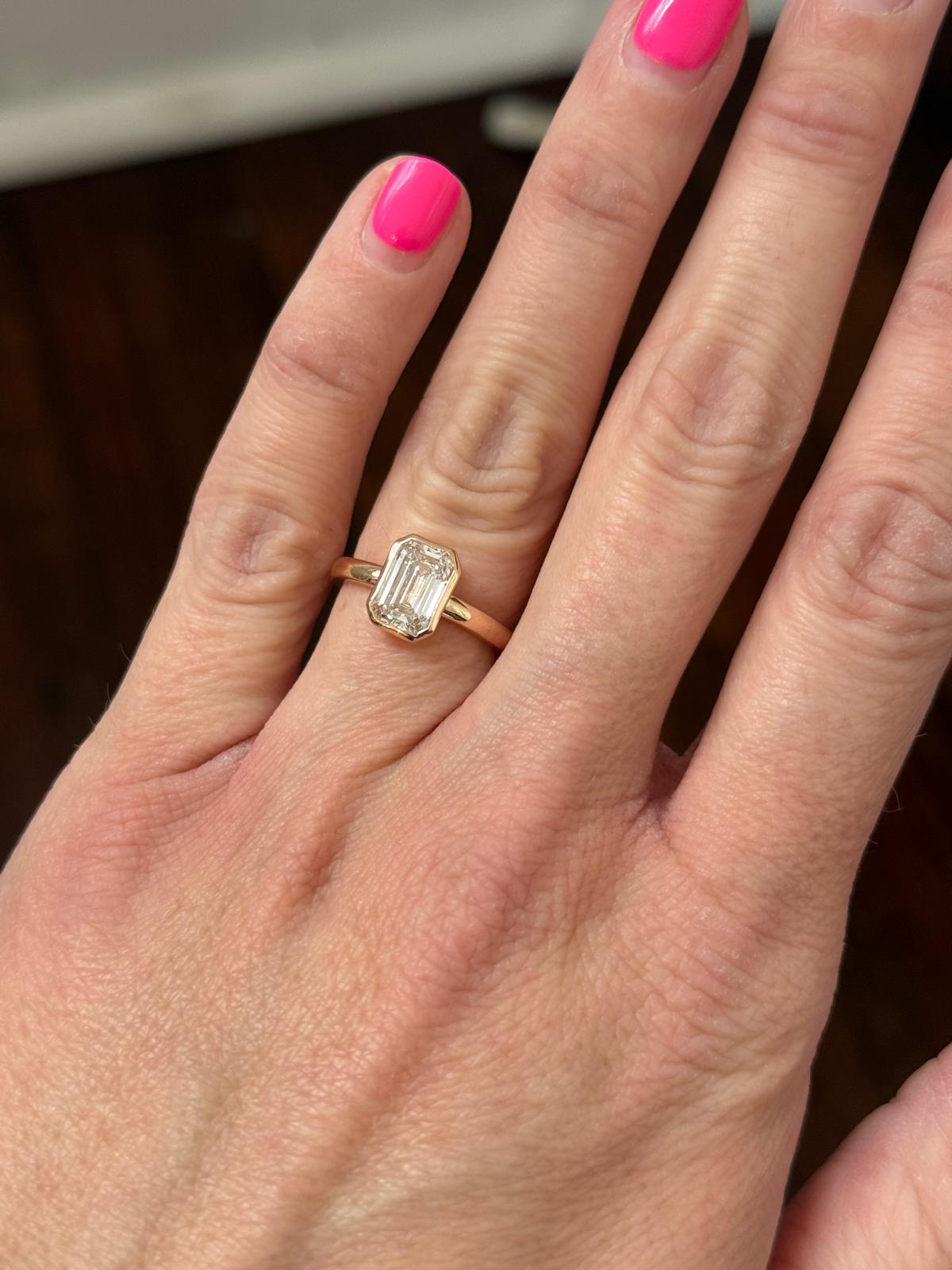 Rose Gold 2.13ct Emerald Lab Diamond Ring