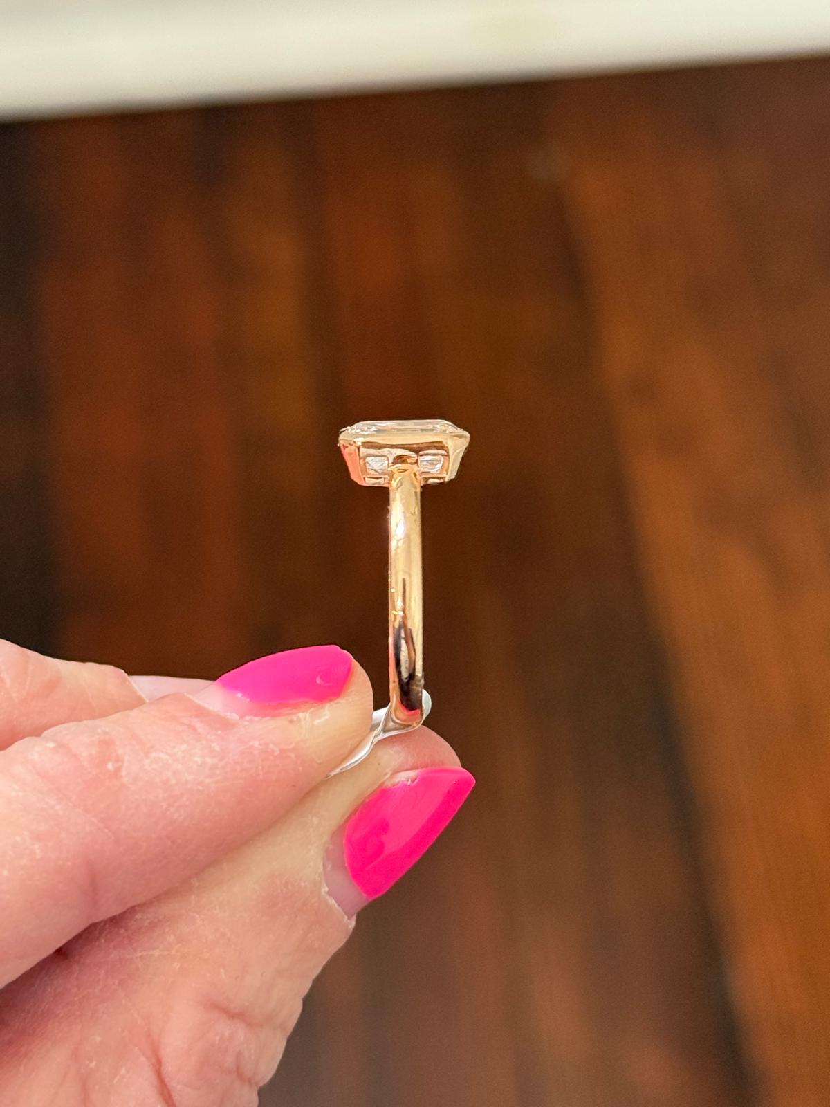 Rose Gold 2.13ct Emerald Lab Diamond Ring