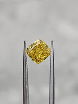 IGI 1.67CT SQUARE CUSHION FANCY VIVID YELLOW VVS2
