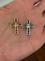 Natural Ruby & Sapphire Cross Pendant