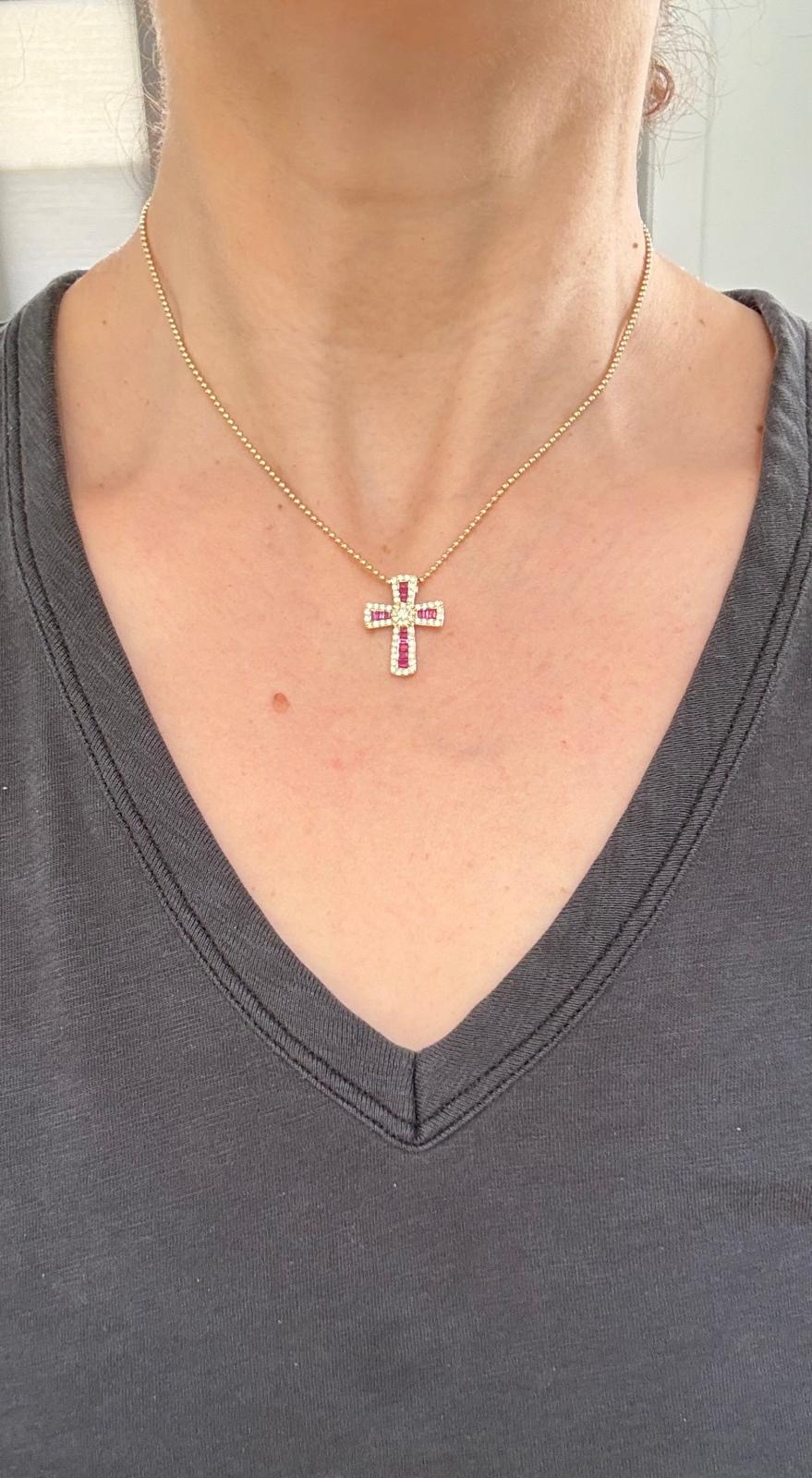 Natural Ruby & Sapphire Cross Pendant