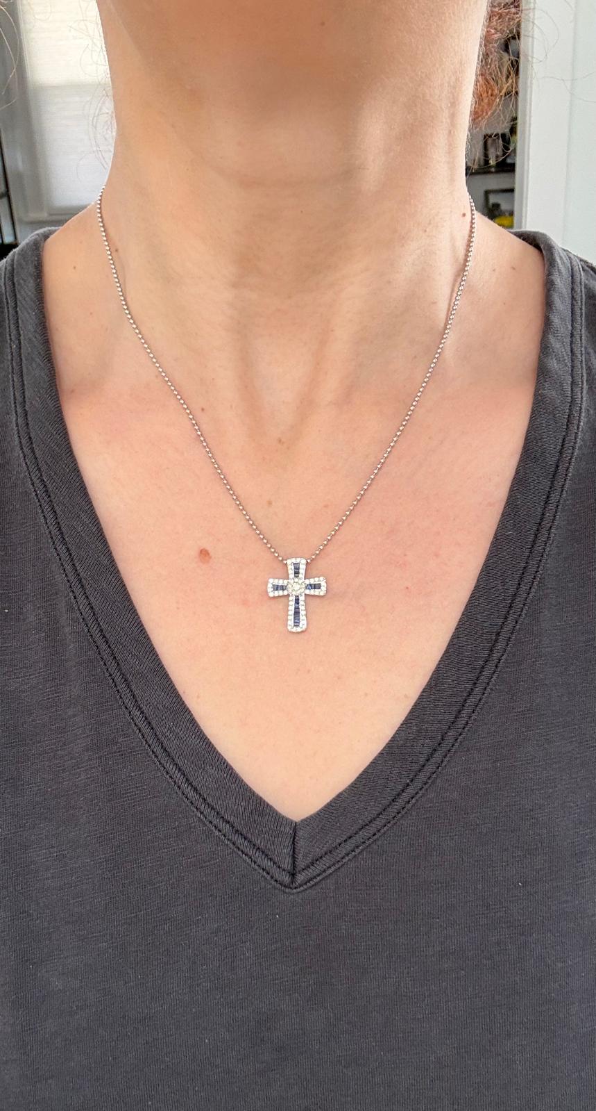 Natural Ruby & Sapphire Cross Pendant
