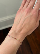 Yellow Gold Bezel Set Ruby & Diamond & Sapphire Bracelet