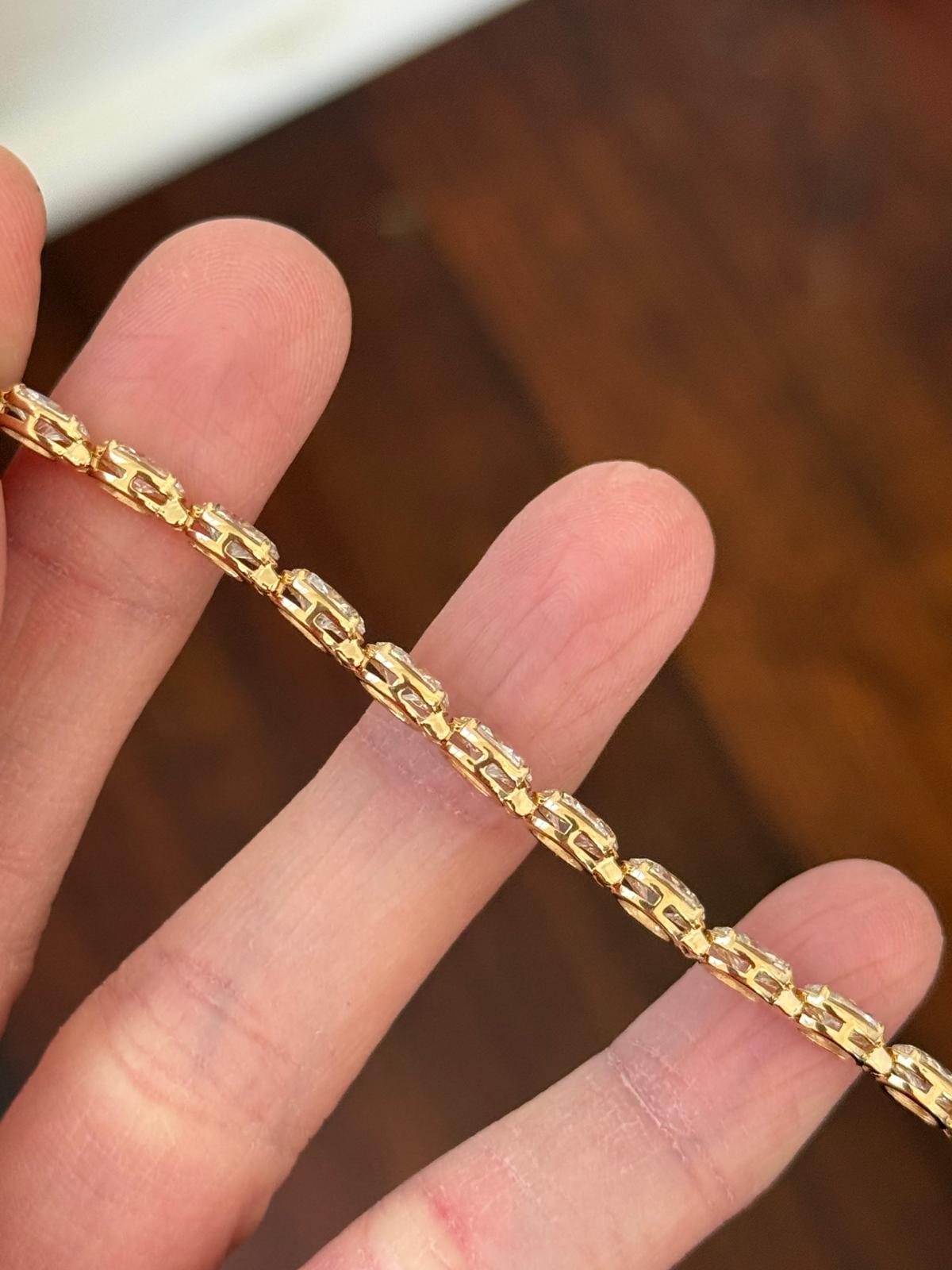 Yellow Gold E/W Set 10.02cttw Oval Lab Diamond Bracelet