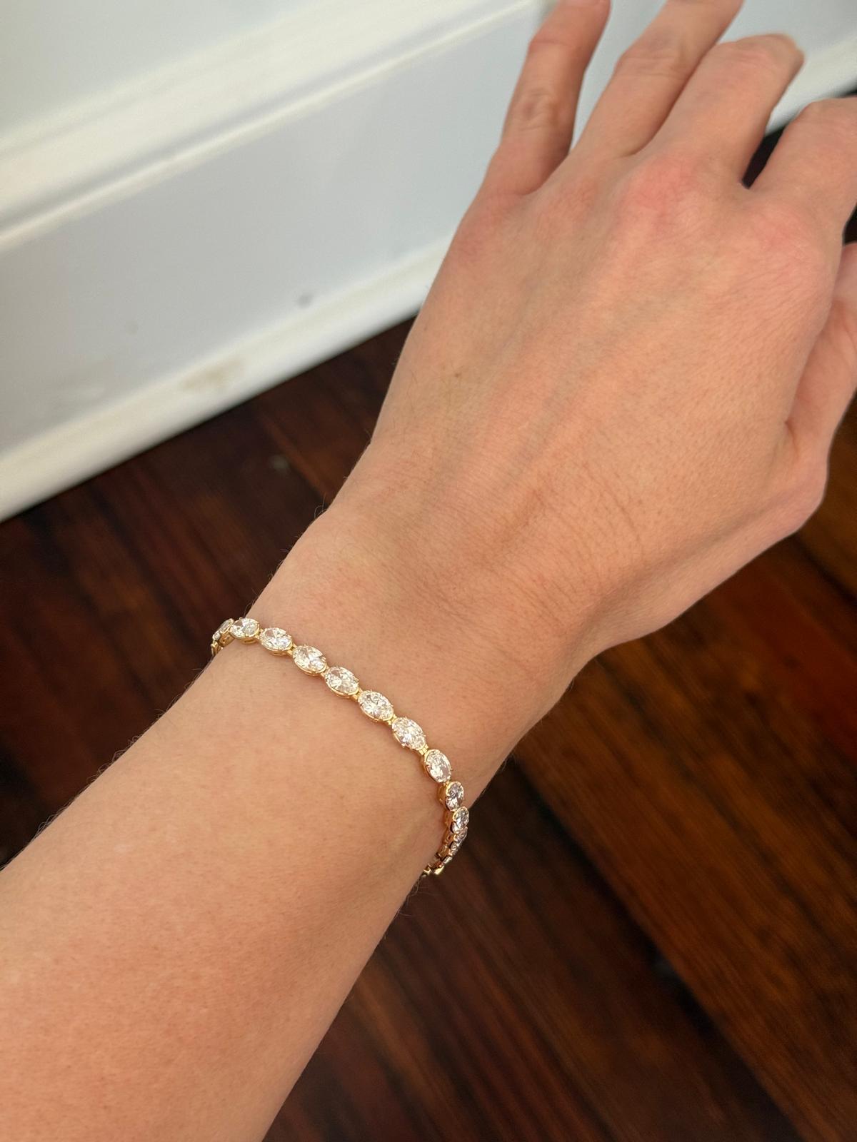 Yellow Gold E/W Set 10.02cttw Oval Lab Diamond Bracelet