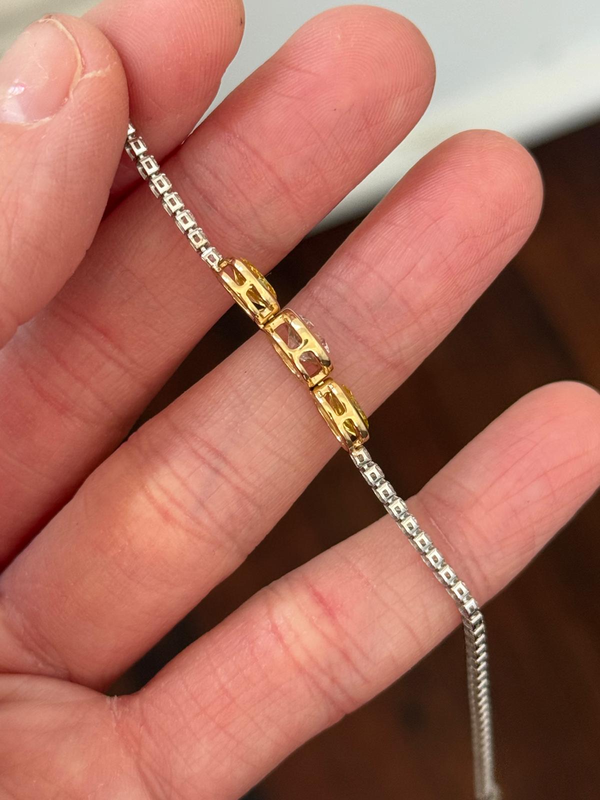 White Round & Yellow Oval Lab Diamond 7" Bracelet
