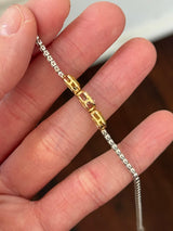 White Round & Yellow Oval Lab Diamond 7" Bracelet