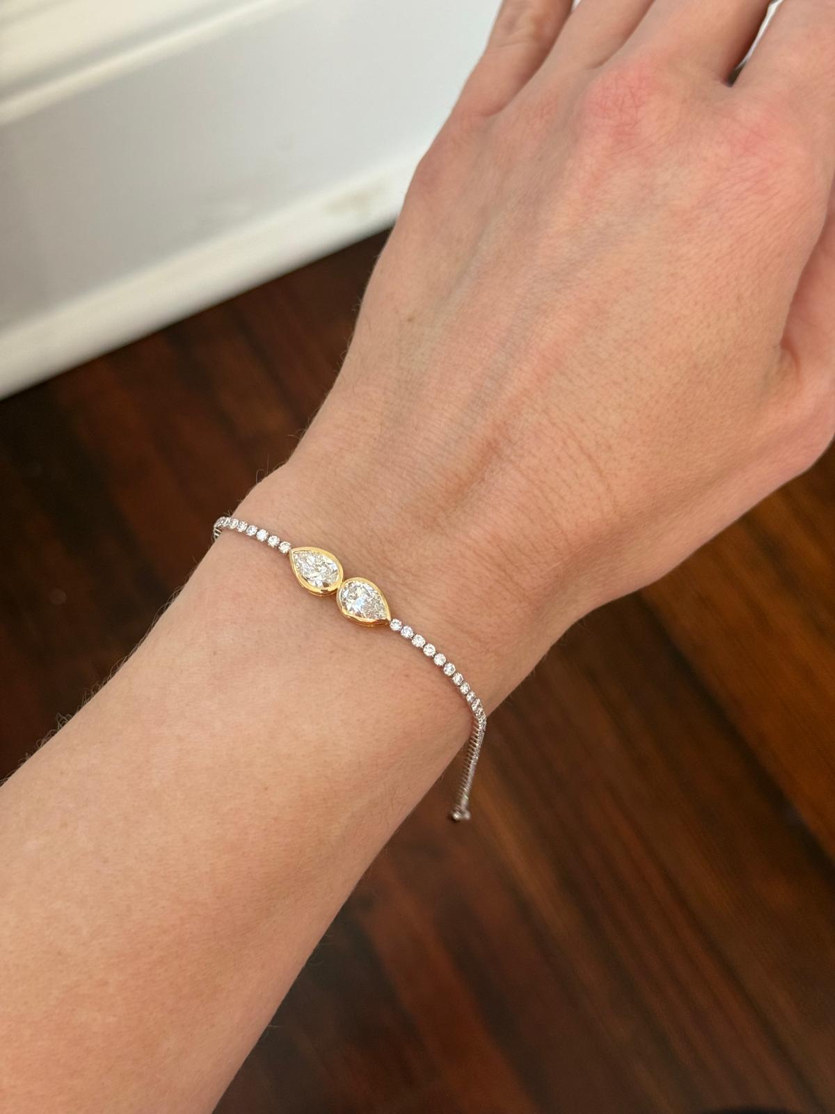 Pear & Round Shaped Lab Diamond 7" Bracelet