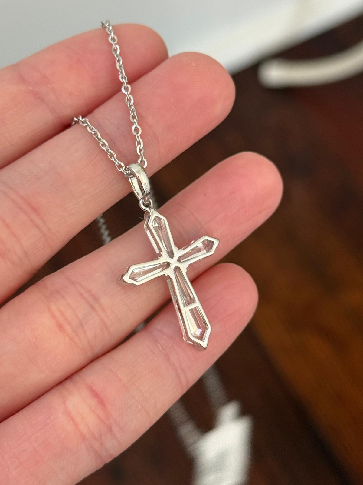 White Gold Lab Diamond Cross Necklace