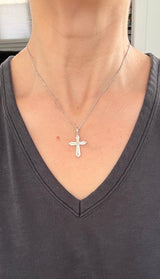 White Gold Lab Diamond Cross Necklace