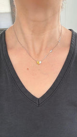 White Gold White Pear & Round Lab Diamond & Yellow Pear Lab Diamond 17" Necklace