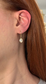 Yellow Gold Bezel Set Oval Lab Diamond Hook Back Earrings