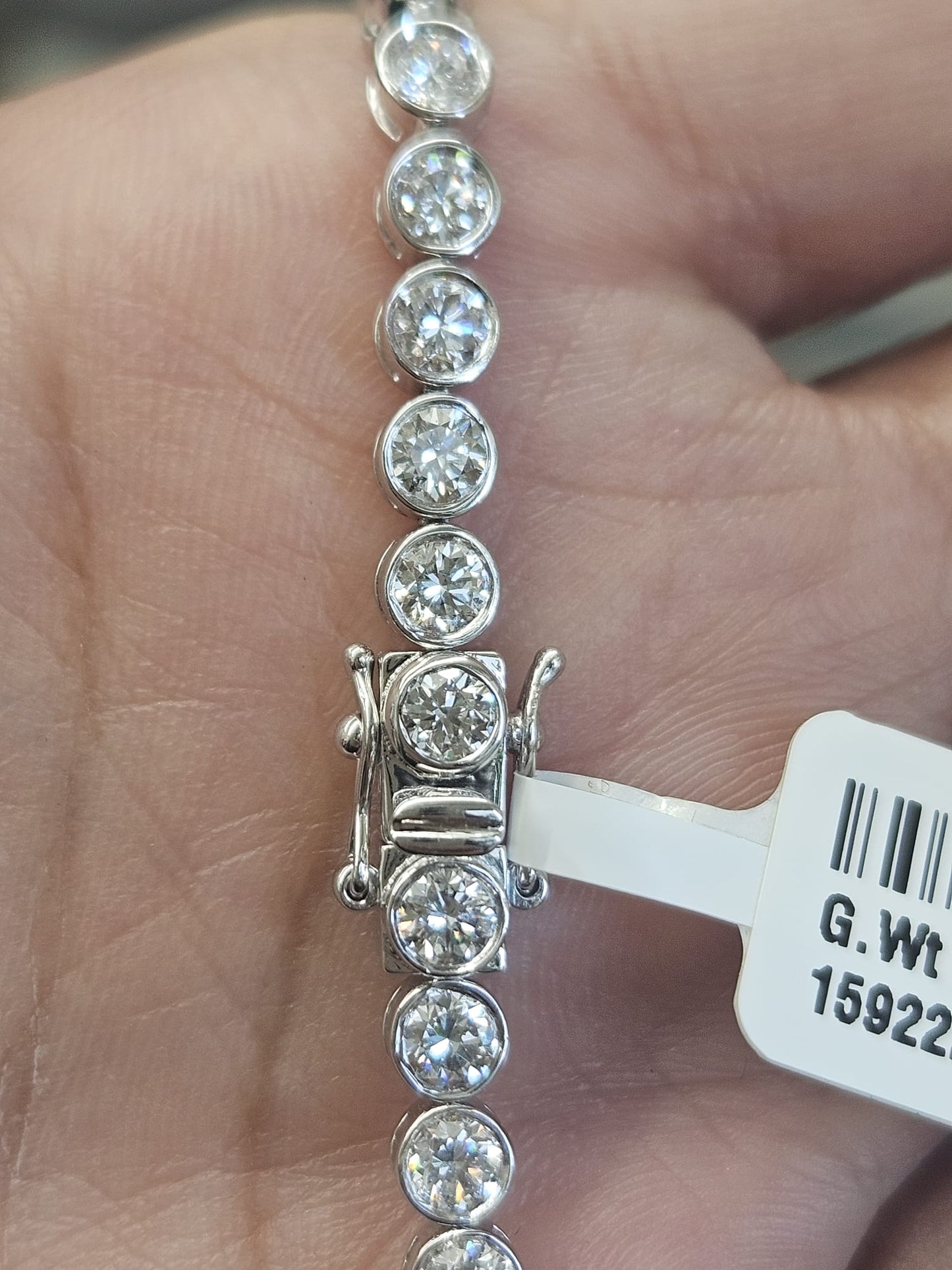 5.47cttw White Gold Bezel set Lab Diamond 6.75" Tennis Bracelet