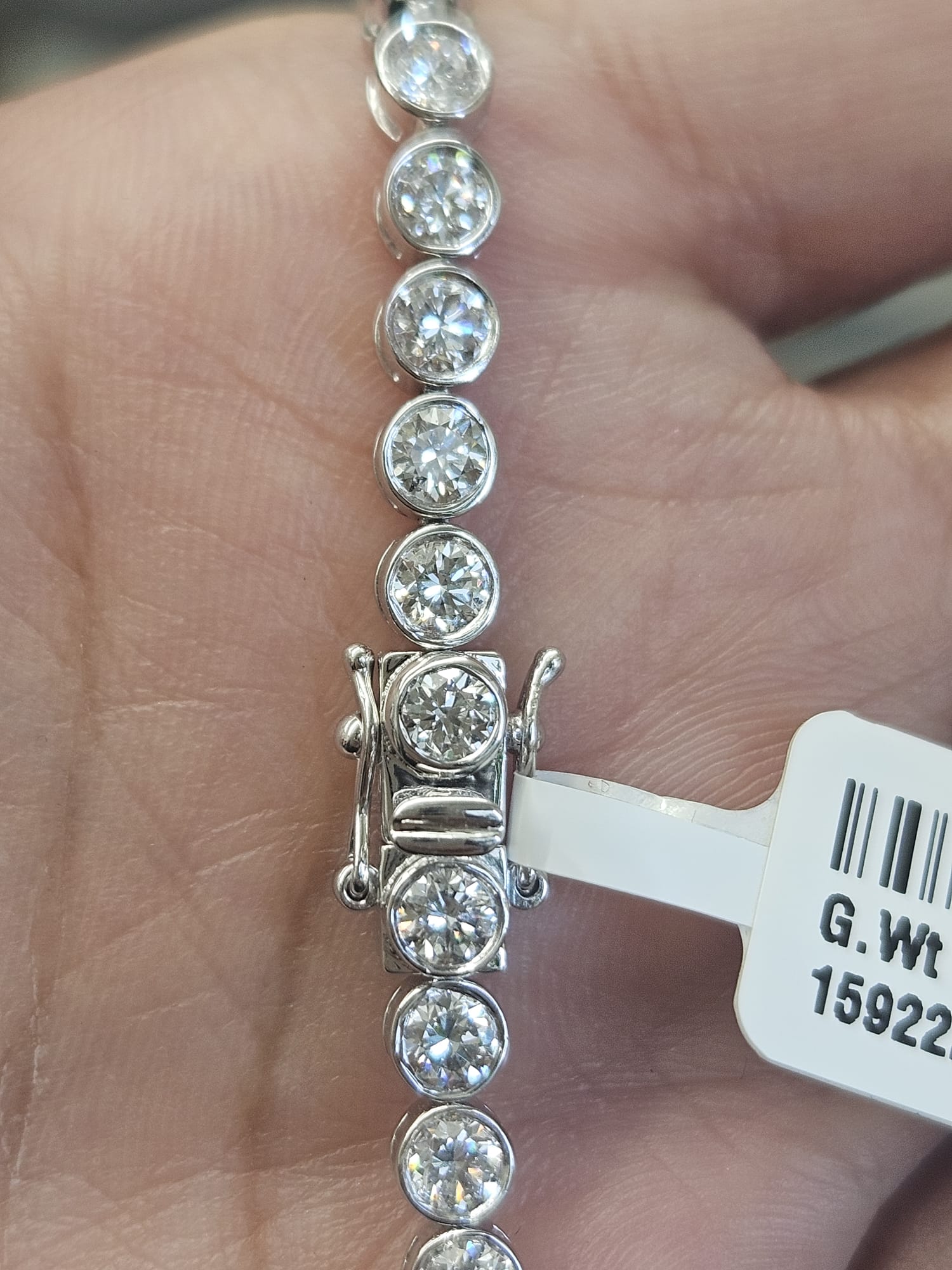 5.47cttw White Gold Bezel set Lab Diamond 6.75" Tennis Bracelet