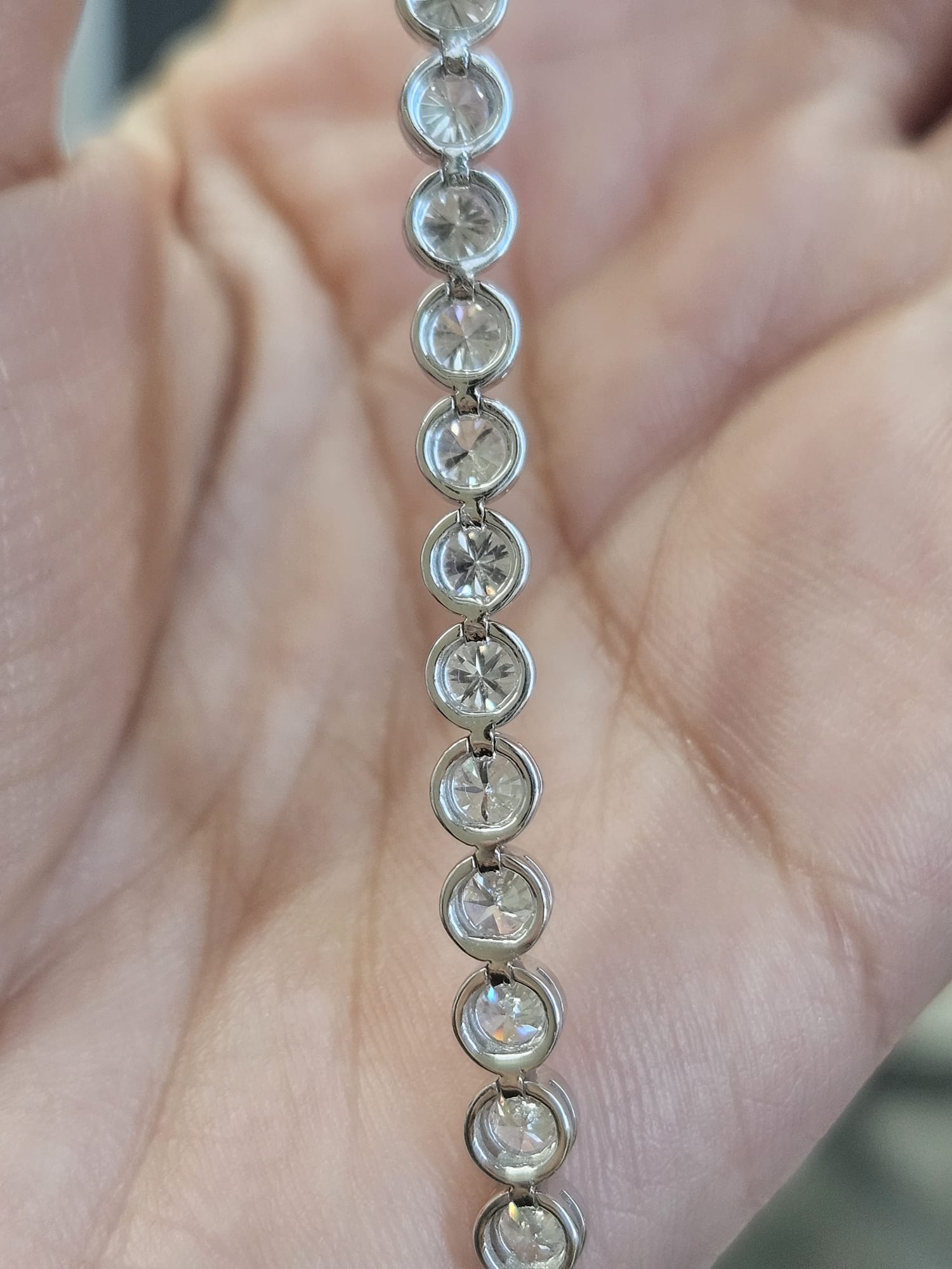 5.47cttw White Gold Bezel set Lab Diamond 6.75" Tennis Bracelet