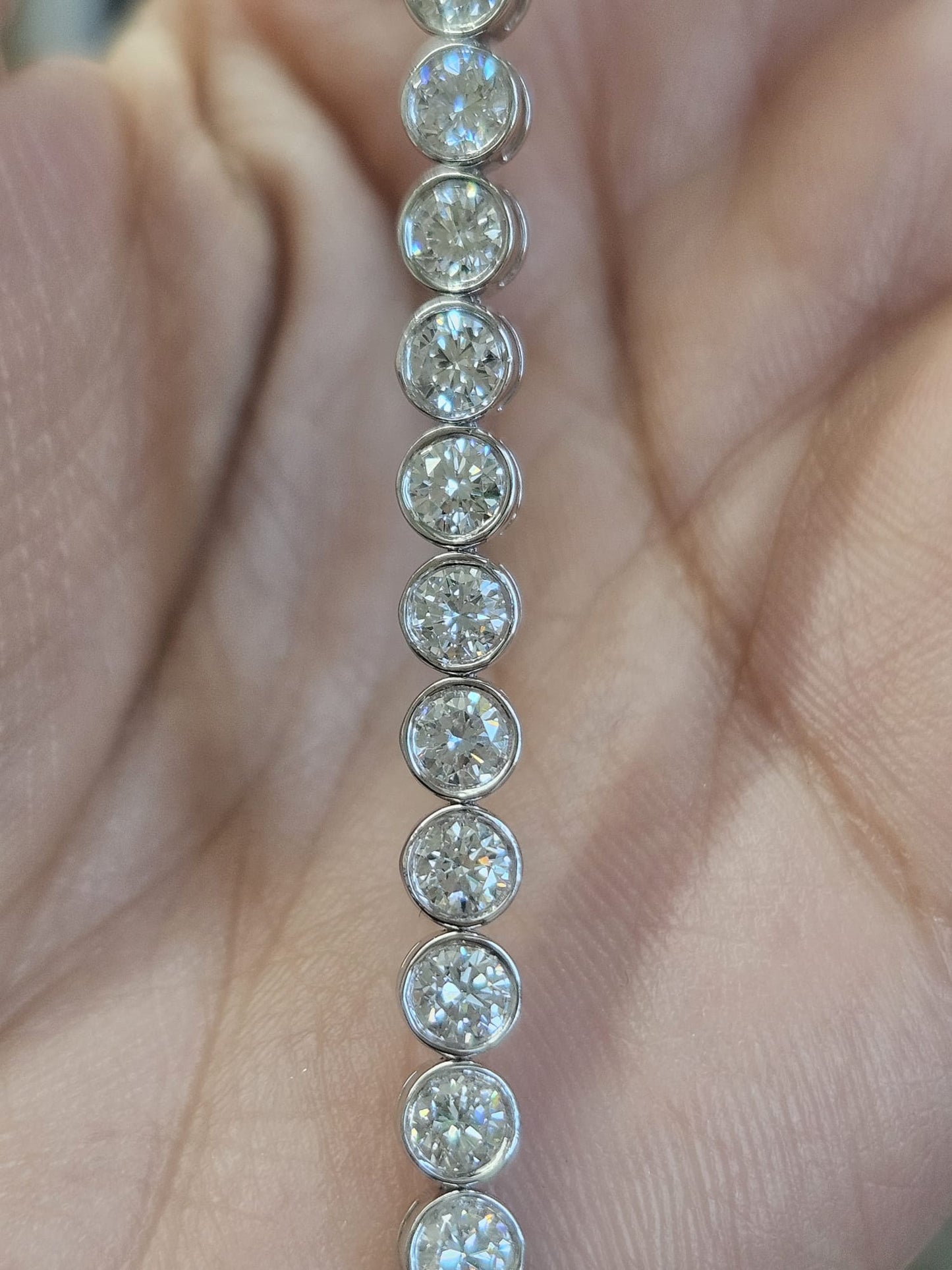 5.47cttw White Gold Bezel set Lab Diamond 6.75" Tennis Bracelet