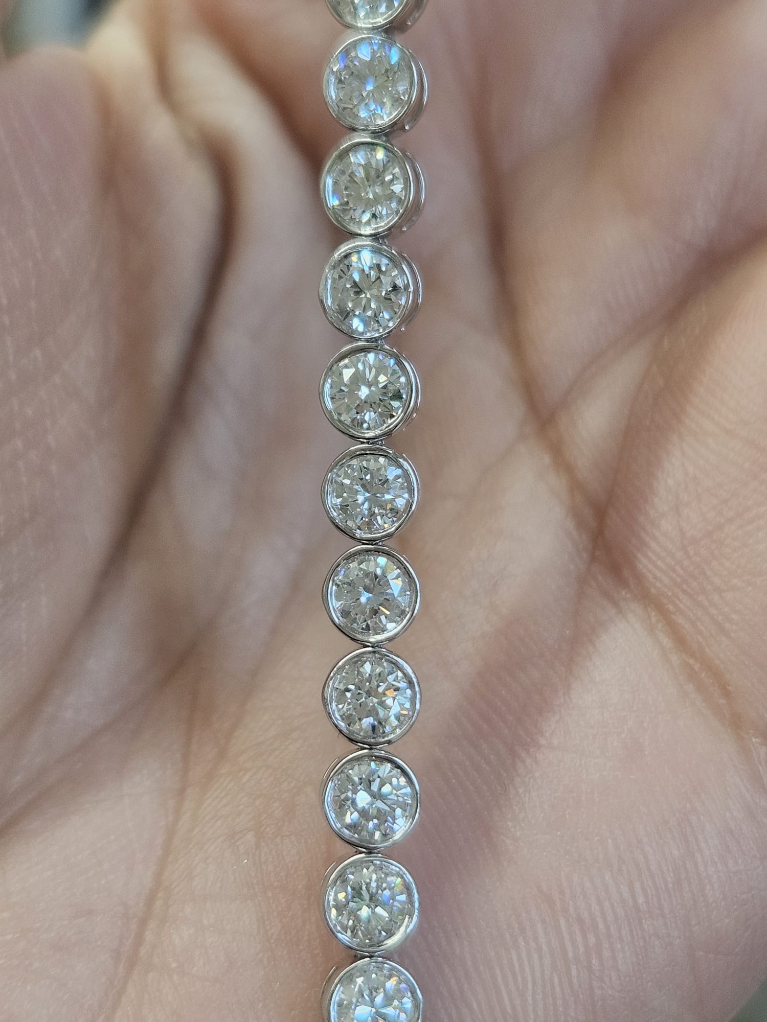 5.47cttw White Gold Bezel set Lab Diamond 6.75" Tennis Bracelet