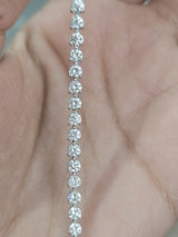 3.99cttw White Gold 3 prong Lab Diamond 7" Tennis Bracelet