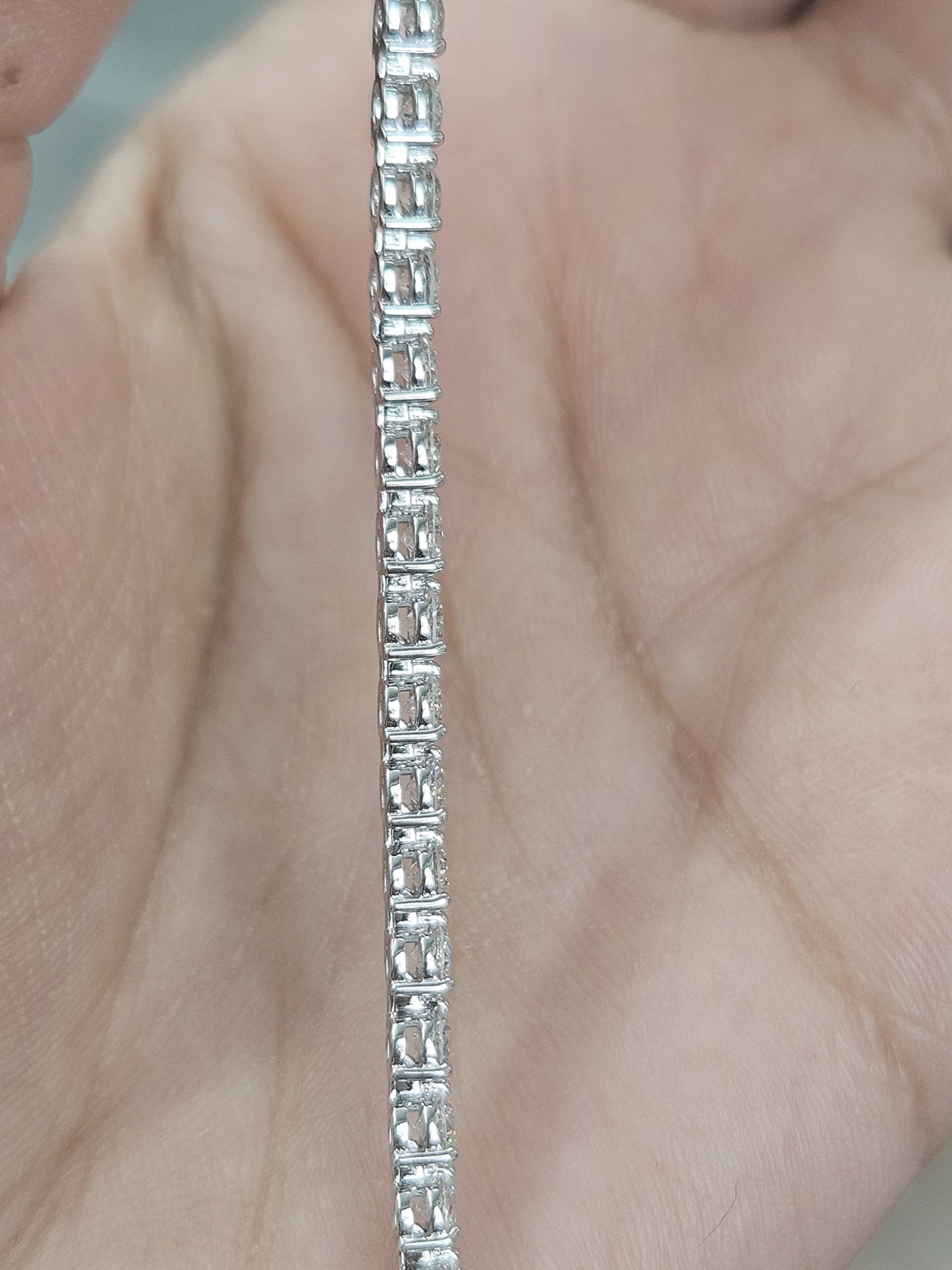 3.99cttw White Gold 3 prong Lab Diamond 7" Tennis Bracelet