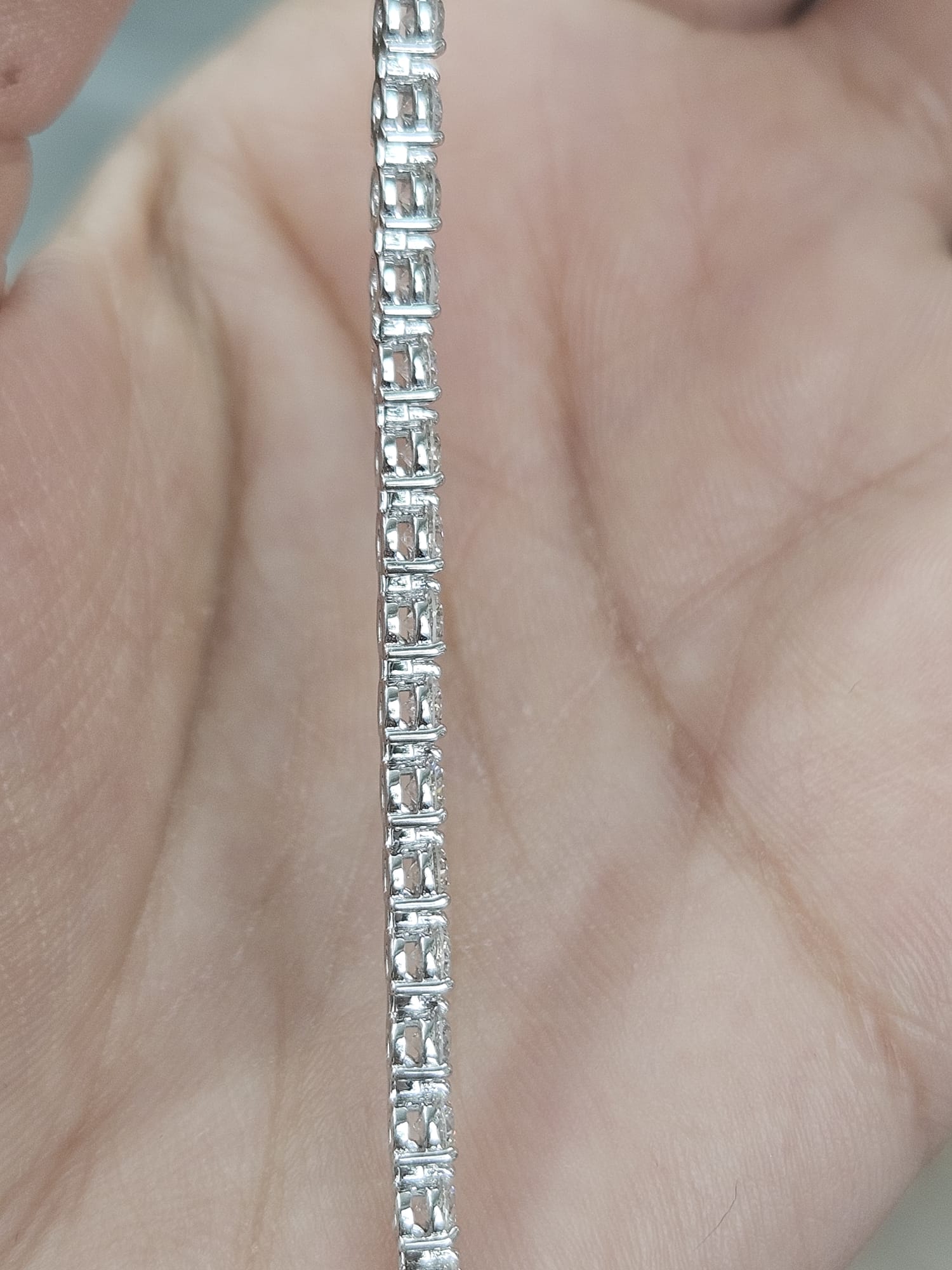 3.99cttw White Gold 3 prong Lab Diamond 7" Tennis Bracelet