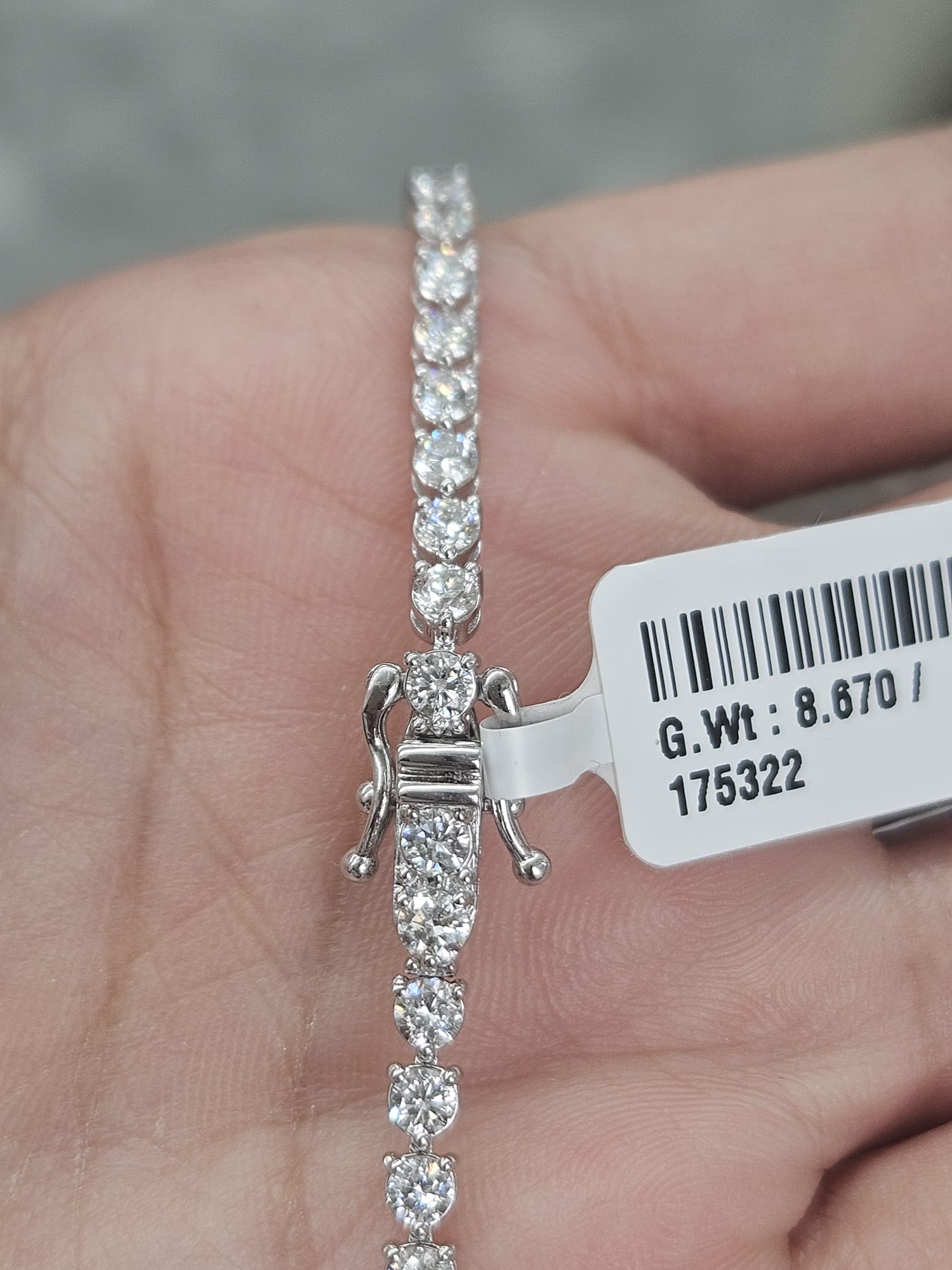 3.99cttw White Gold 3 prong Lab Diamond 7" Tennis Bracelet
