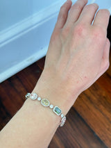 White Gold Multi Shaped Color Lab Diamond 7" Bracelet