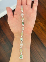 White Gold Multi Shaped Color Lab Diamond 7" Bracelet