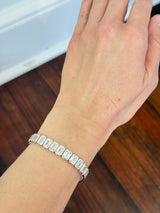 White Gold Bezel Set 30.15ct Emerald Lab Diamond Bracelet
