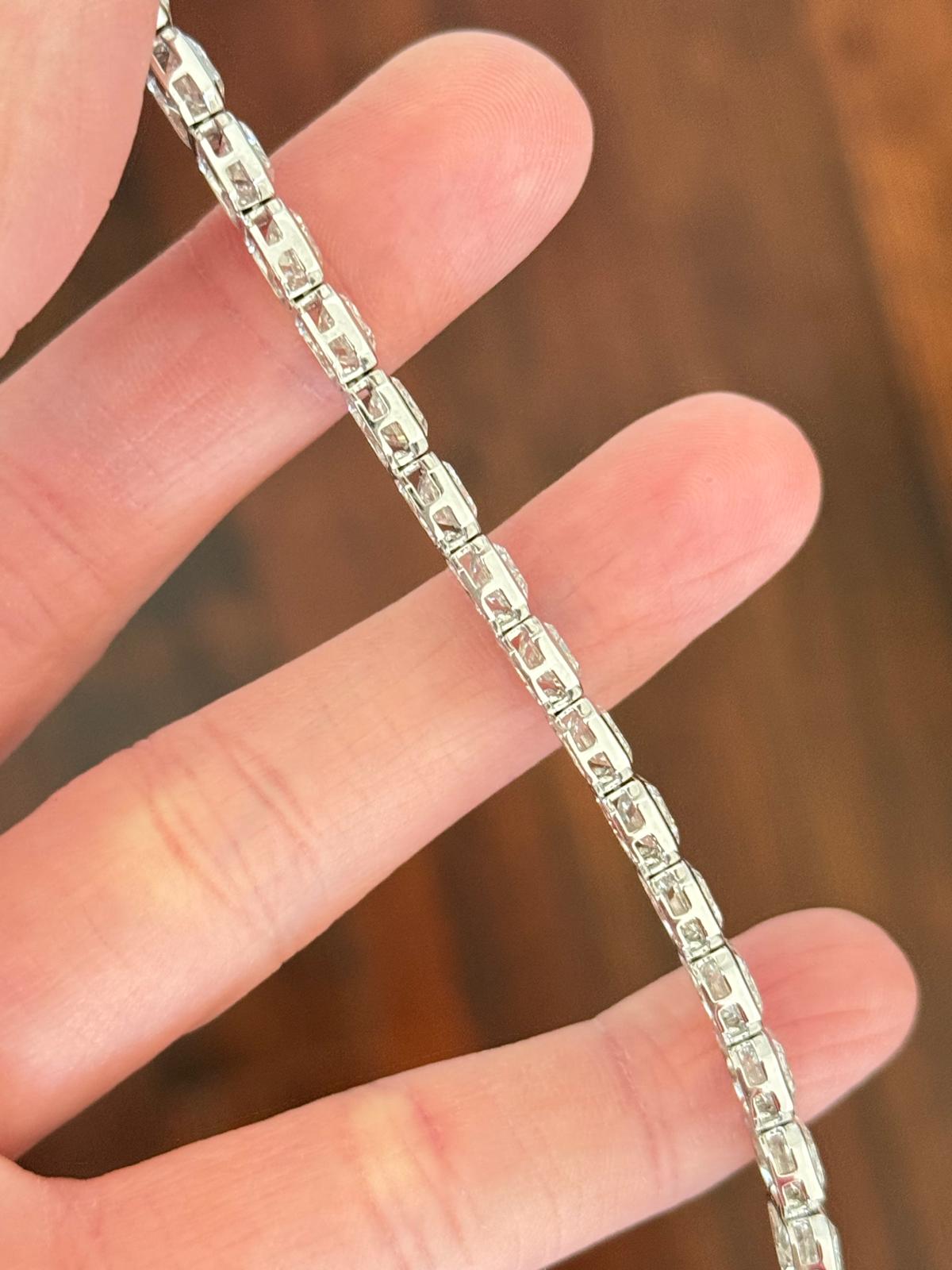 White Gold Bezel Set 30.15ct Emerald Lab Diamond Bracelet
