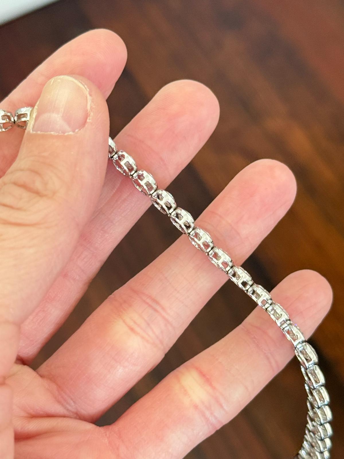 White Gold Bezel Set 16.48ct Oval Lab Diamond 7.2" Bracelet