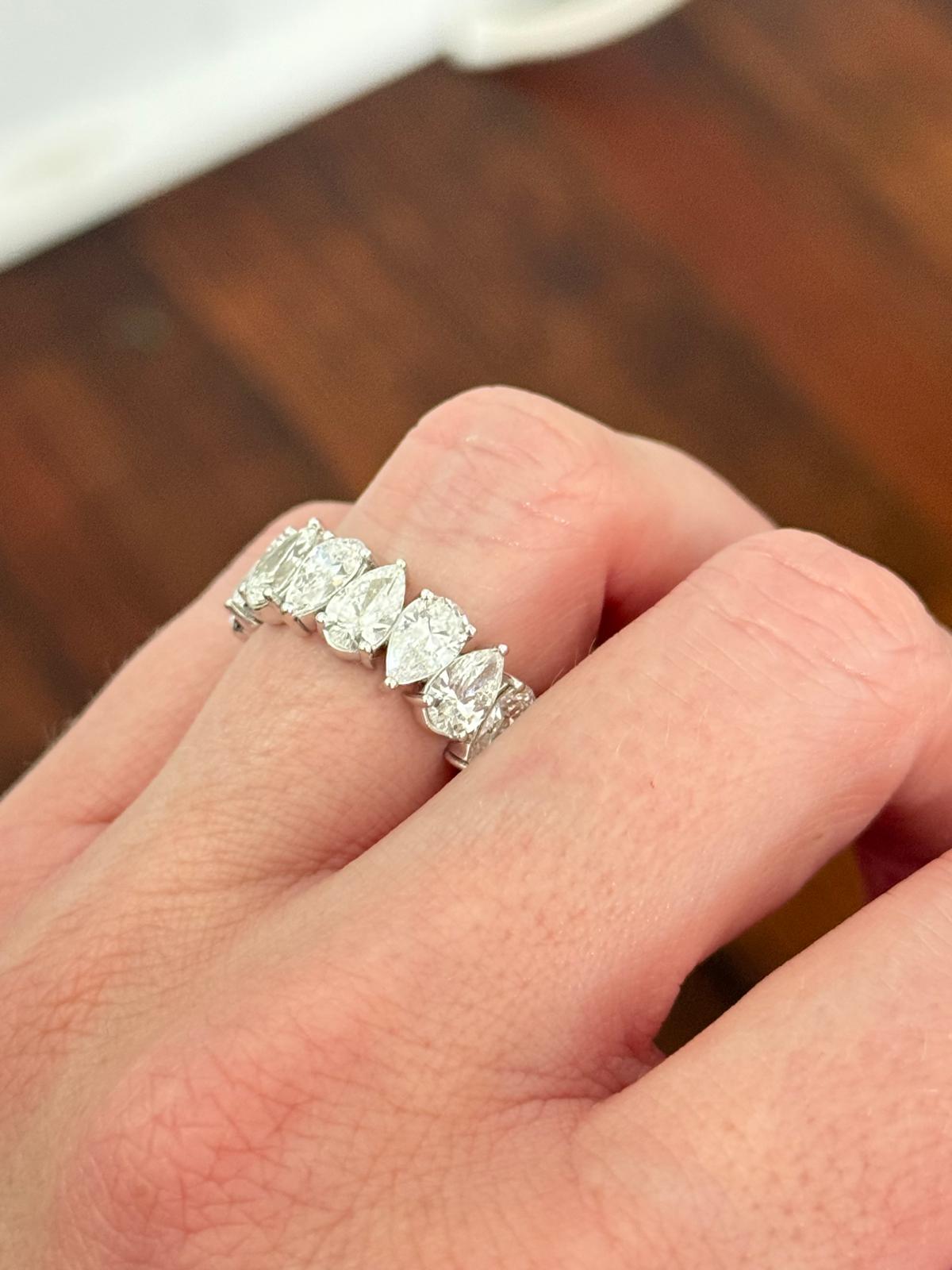 White Gold 8.09ct Pear Shape Lab Diamond Eternity Band