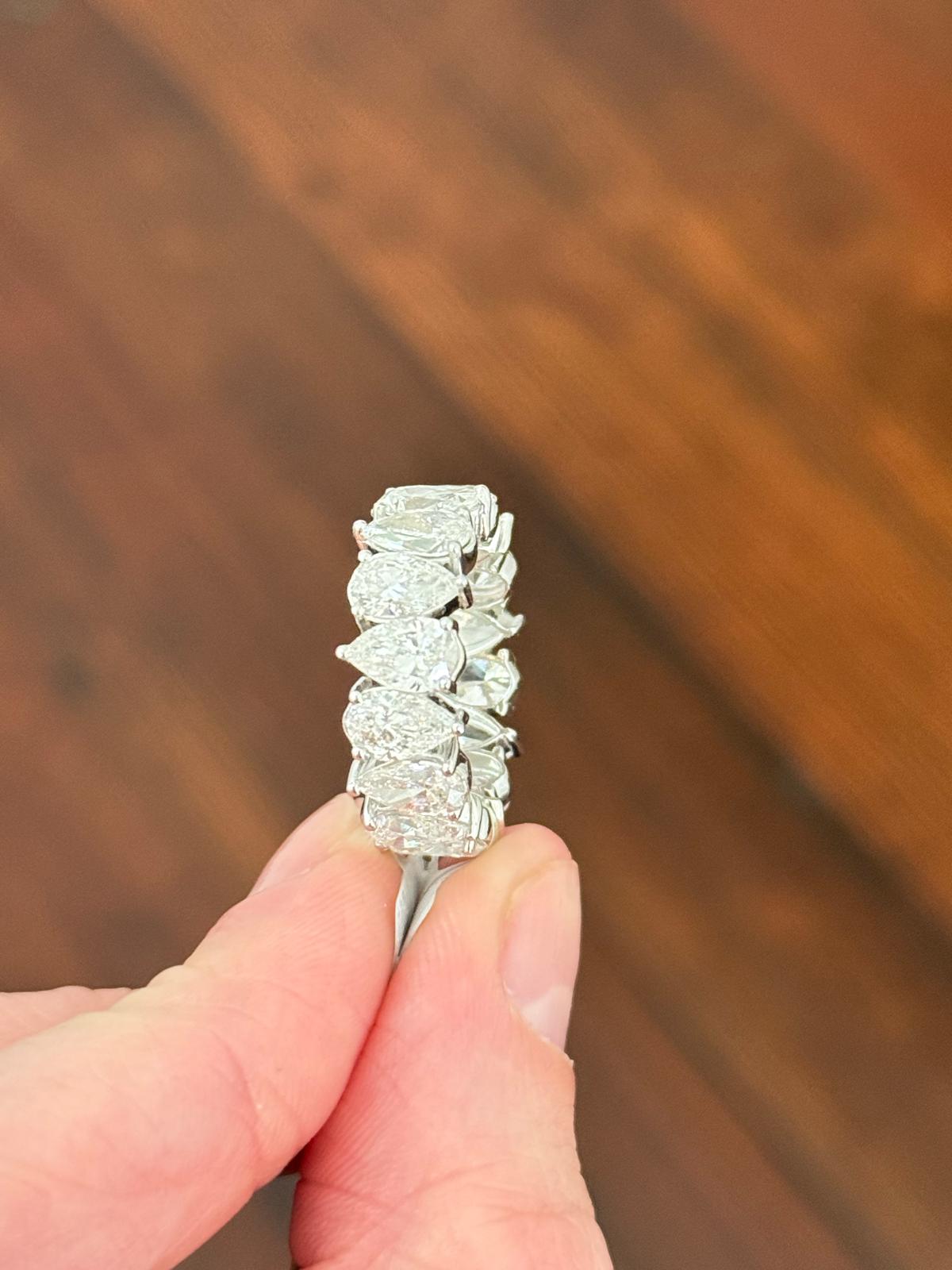 White Gold 8.09ct Pear Shape Lab Diamond Eternity Band