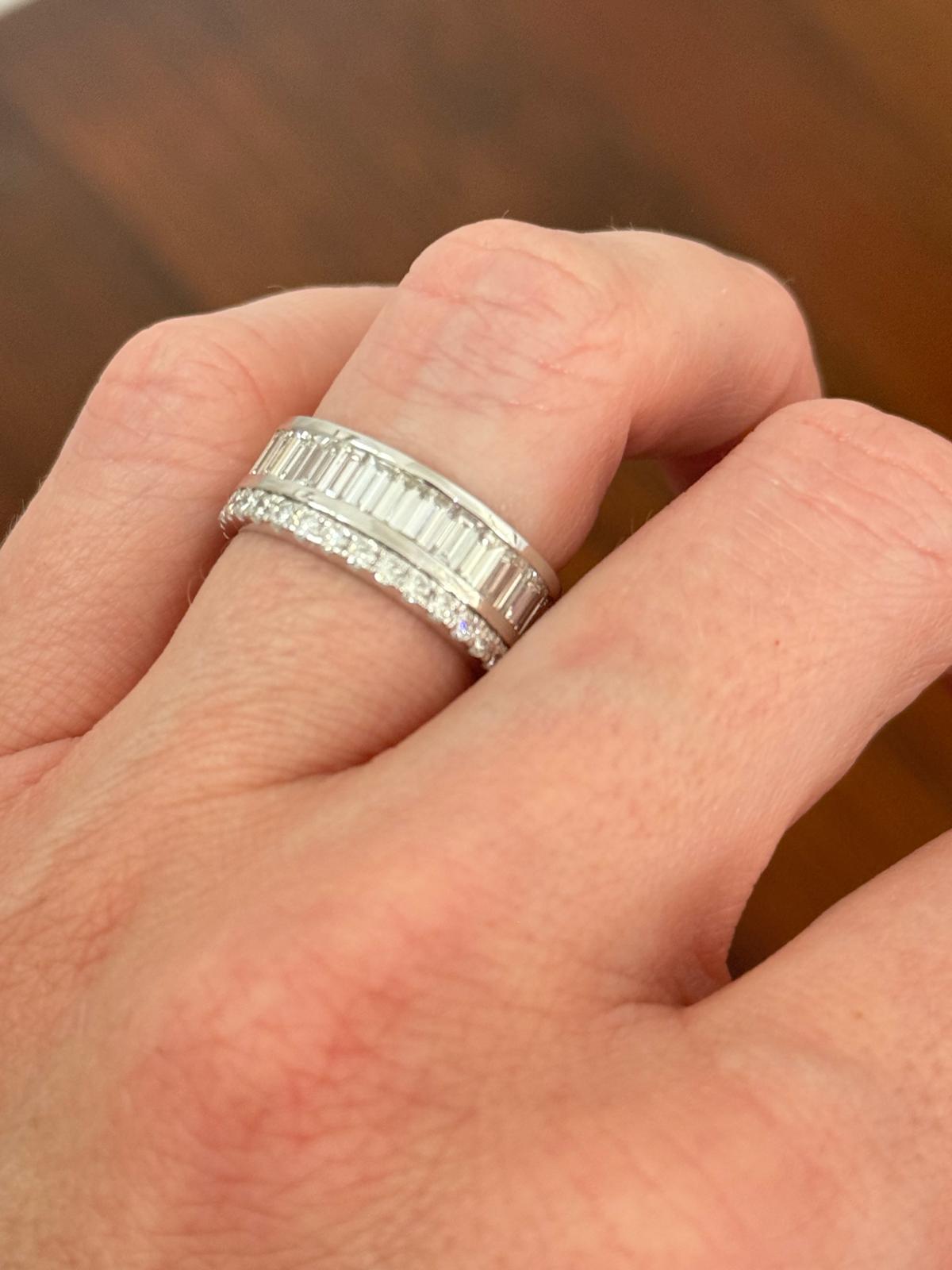 White Gold 4.45ct Baguette & Round Lab Diamond Eternity Band