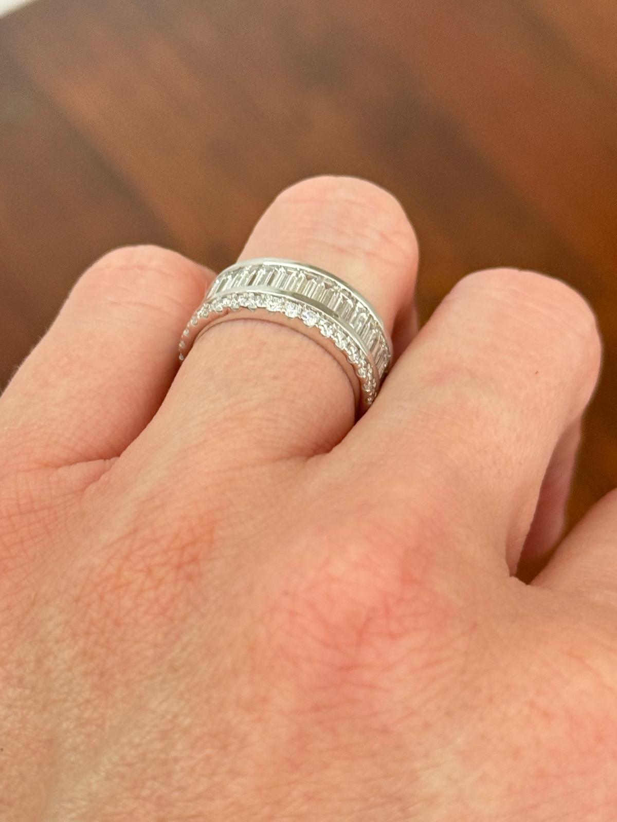 White Gold 4.45ct Baguette & Round Lab Diamond Eternity Band