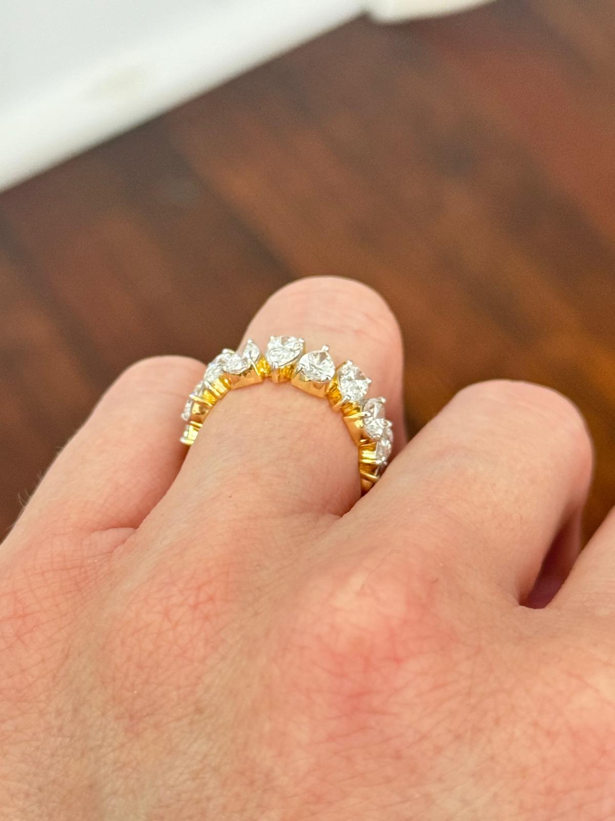 Yellow Gold 5.05ct Pear Shape Lab Diamond Eternity Band