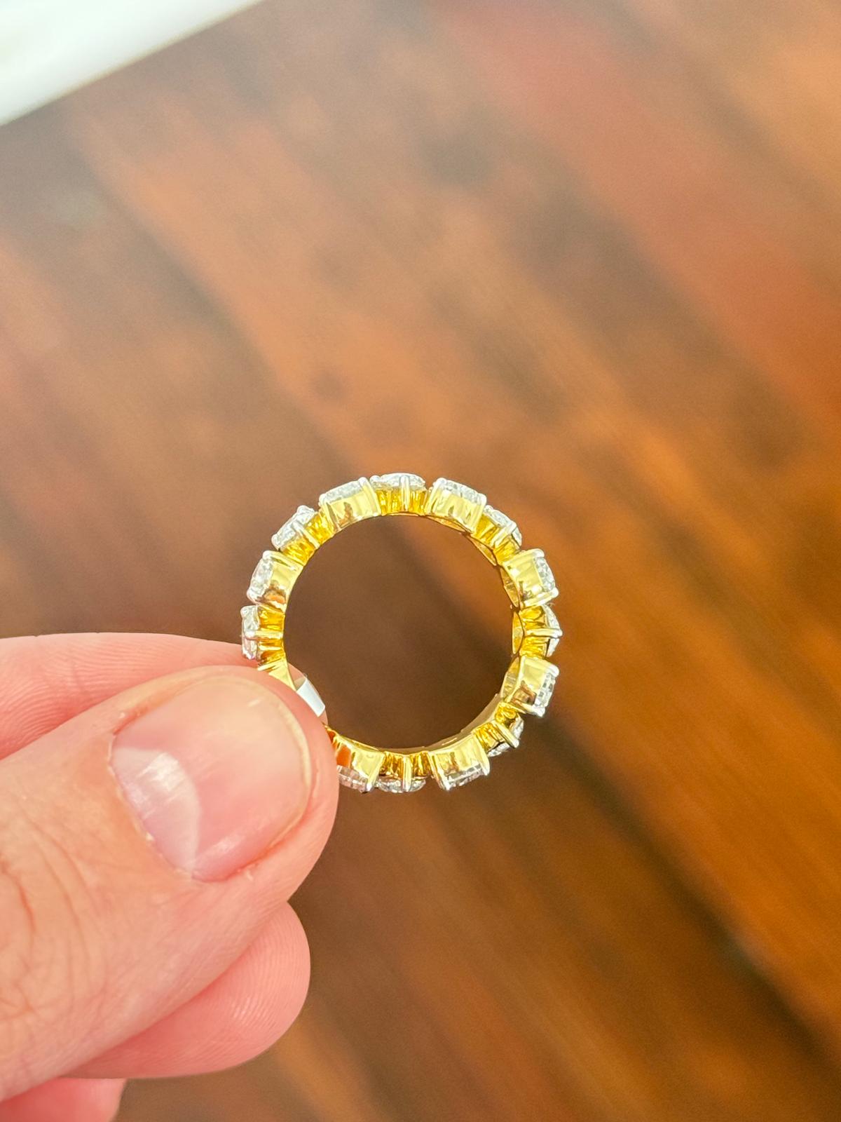 Yellow Gold 5.05ct Pear Shape Lab Diamond Eternity Band