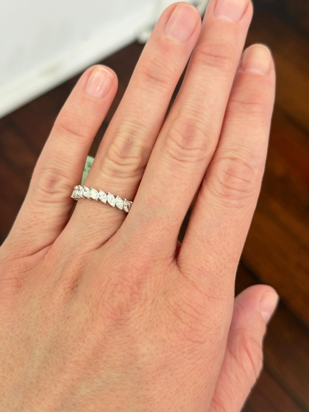 White Gold 1.94ct Marquise Lab Diamond Eternity Band