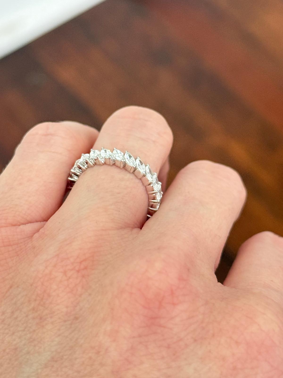 White Gold 1.94ct Marquise Lab Diamond Eternity Band
