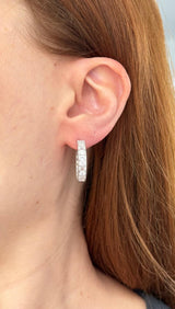 22.5mm White Gold 4.74ct Emerald cut & Round Lab Diamond Hoop Earrings