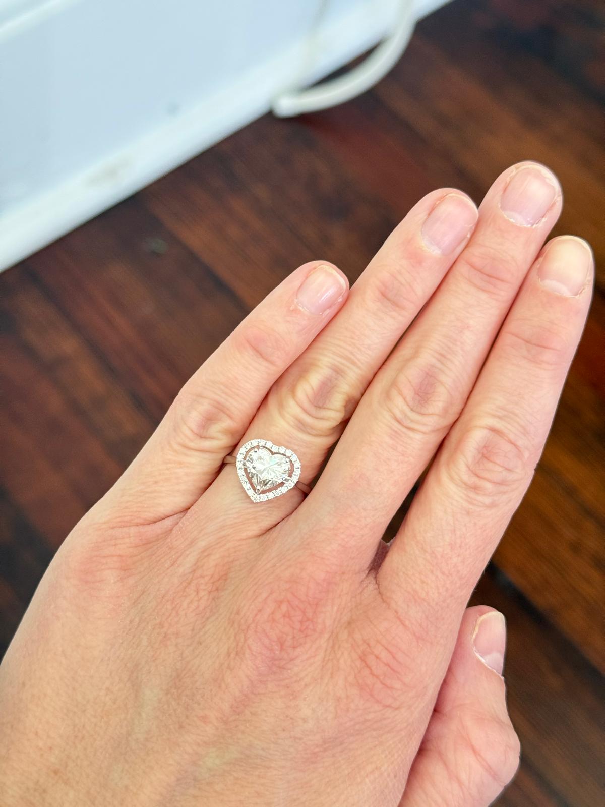 White Gold Heart Shape & Round Lab Diamond Ring