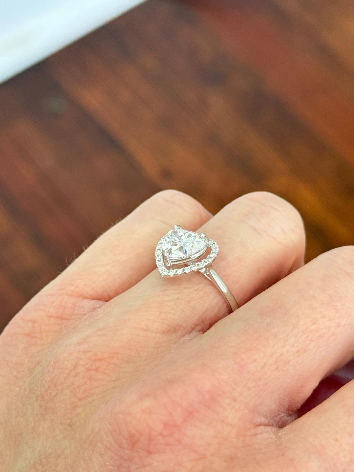White Gold Heart Shape & Round Lab Diamond Ring