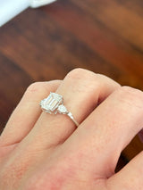 White Gold Emerald, Pear & Round Lab Diamond Ring